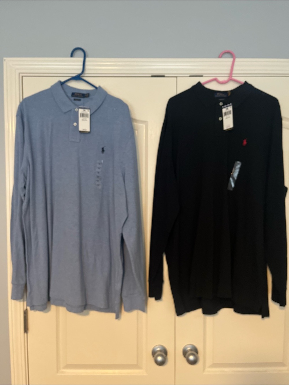 Ralph Lauren Men’s Long-Sleeve Polo Shirt - Light Blue and Black